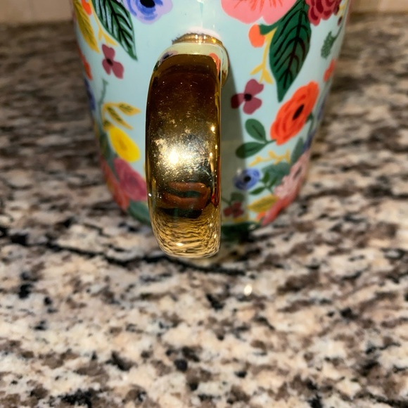 Anthropologie Initial “C” Mug Rifle Paper Co Floral Gold Trim 16 oz - Picture 4 of 6
